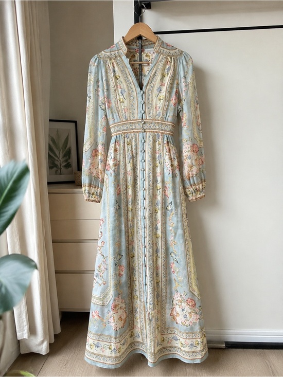 Zimmermann Dresses & Skirts - Bohemian Floral Maxi Dress in Light Blue